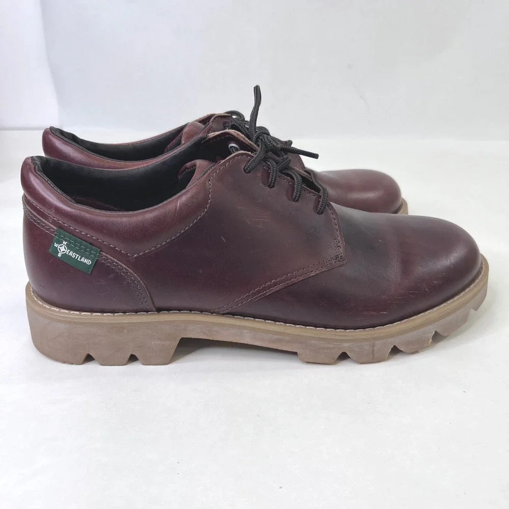Eastland Mens Burgundy Leather Vibram Lug Sole Oxford Shoes 14 D 6401 L
